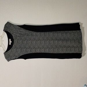 Loft women's asymmetrical pattern black and gray sleeveless dress size M
